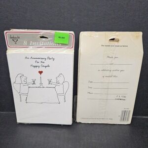 Ambassador Anniversary Party Invitations White 32 Count Cartoon Heart Vintage